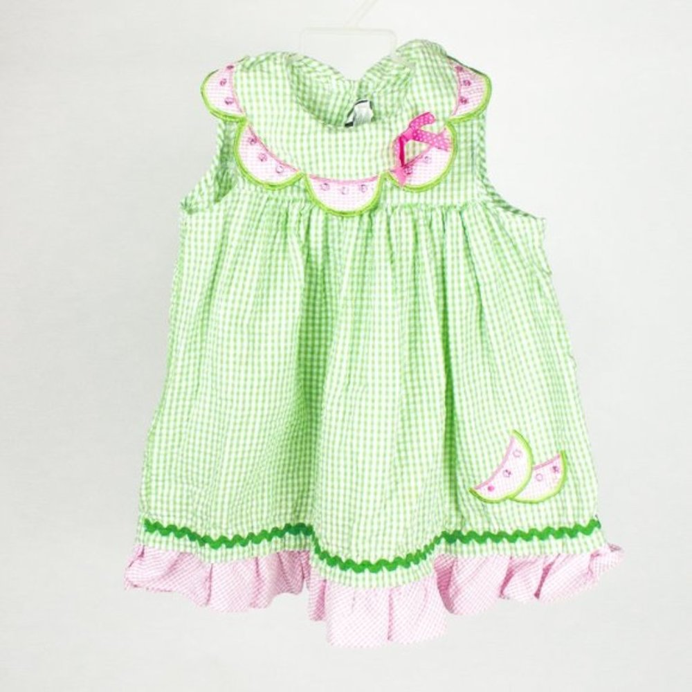 Rare Editions Seersucker Dress Watermelon 6-9 mos